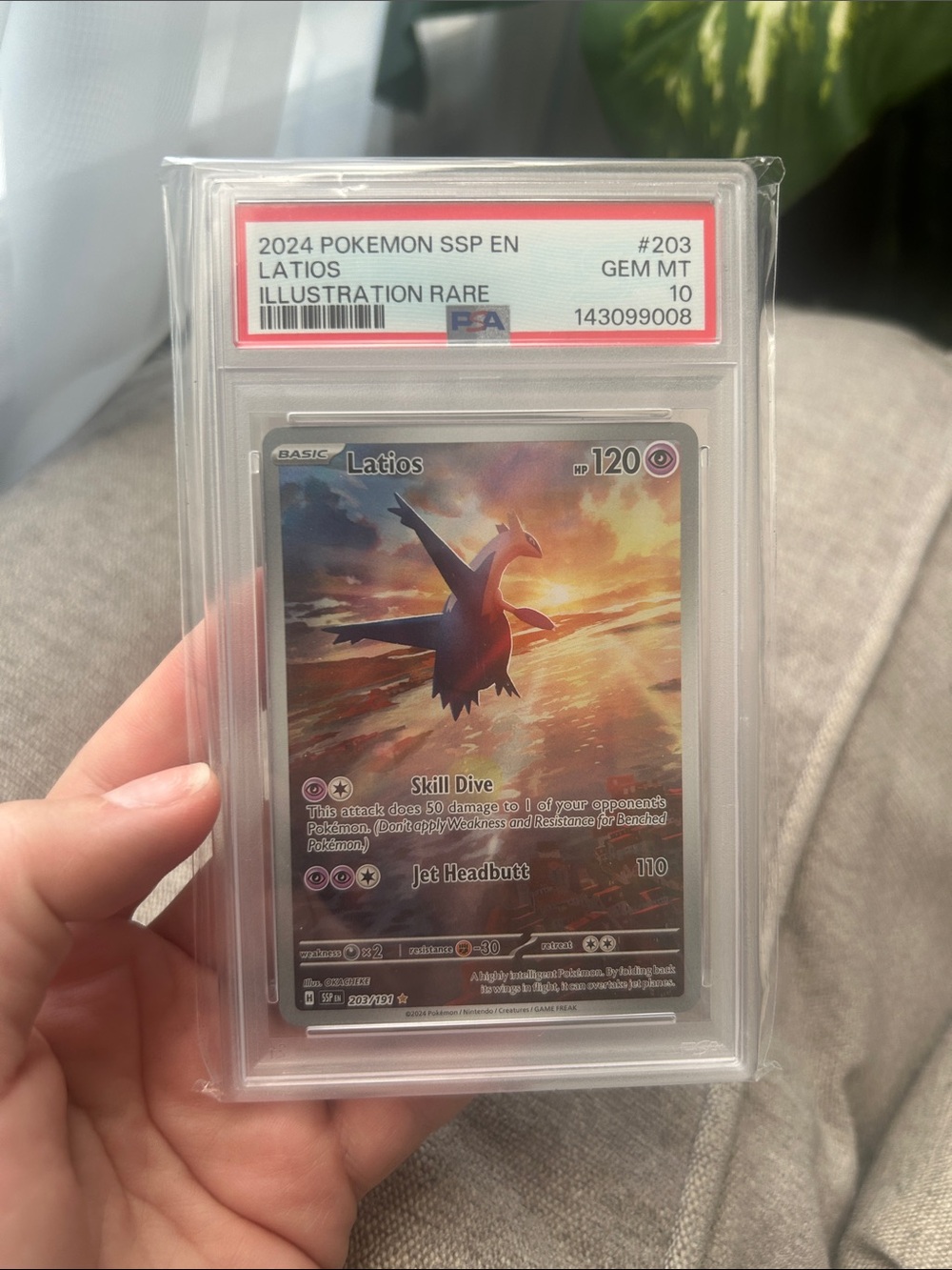 PSA 10 GEM MT Graded Pokémon Latios IR #203 2024 surging sparks